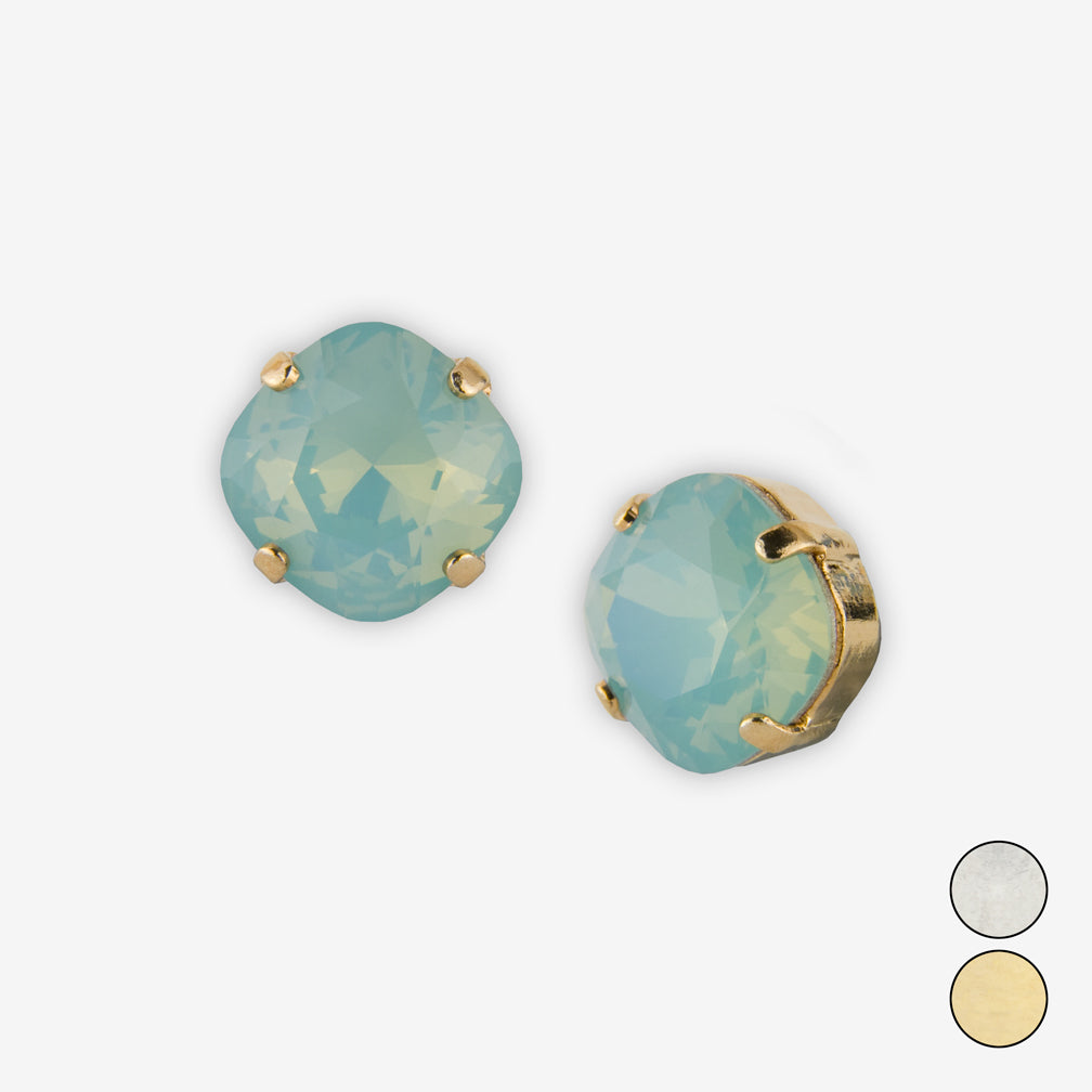 Noon Designs: Earrings: Small Dazzling Stud, Milky Green Opal
