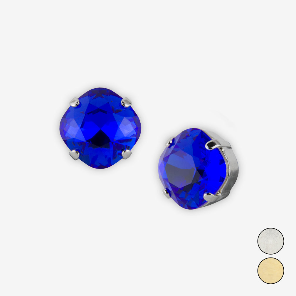 Noon Designs: Earrings: Small Dazzling Stud, Royal Blue