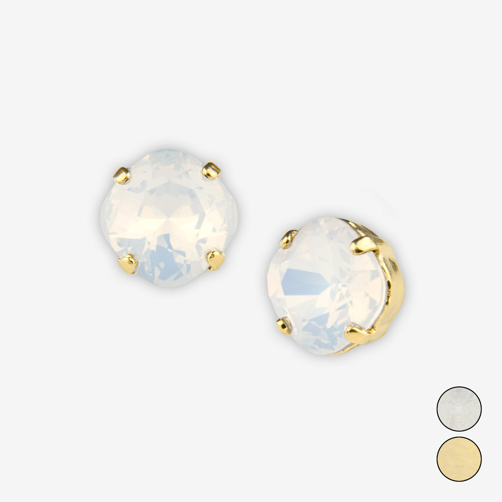 Noon Designs: Earrings: Small Dazzling Stud, White Opal