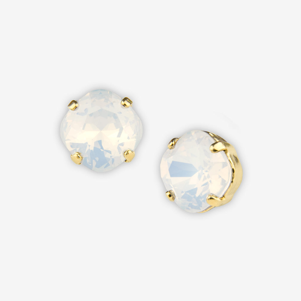 Noon Designs: Earrings: Small Dazzling Stud, White Opal