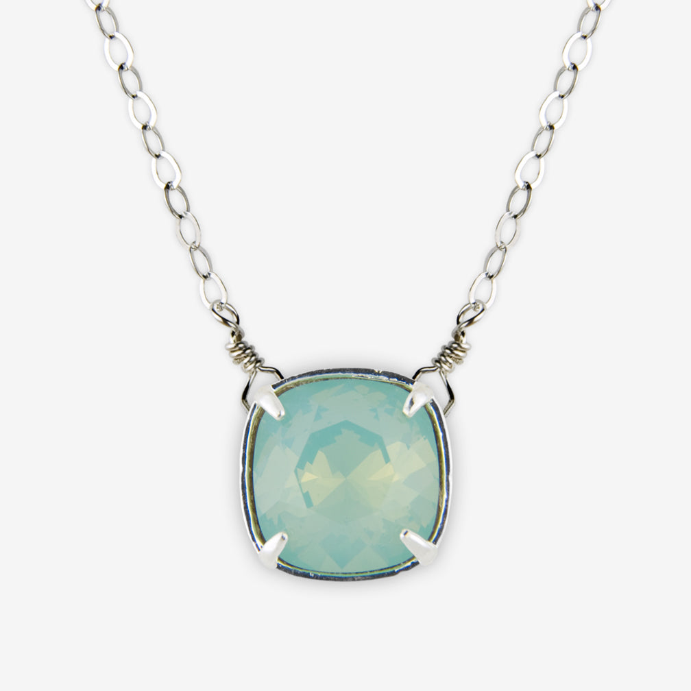 Noon Designs: Necklace: Nouveau Swarovski, Milky Green Opal