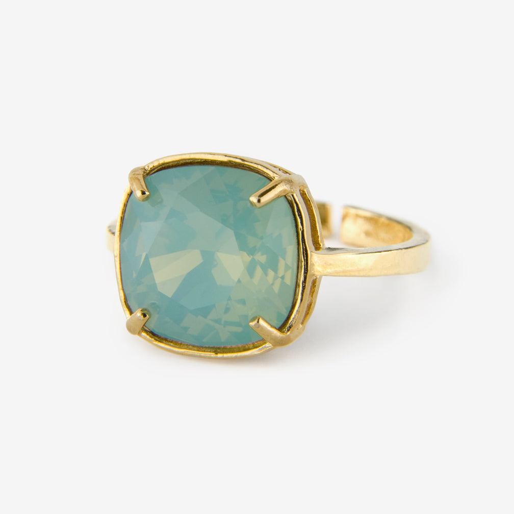 Noon Designs: Ring: Swarovski, Milky Green Opal
