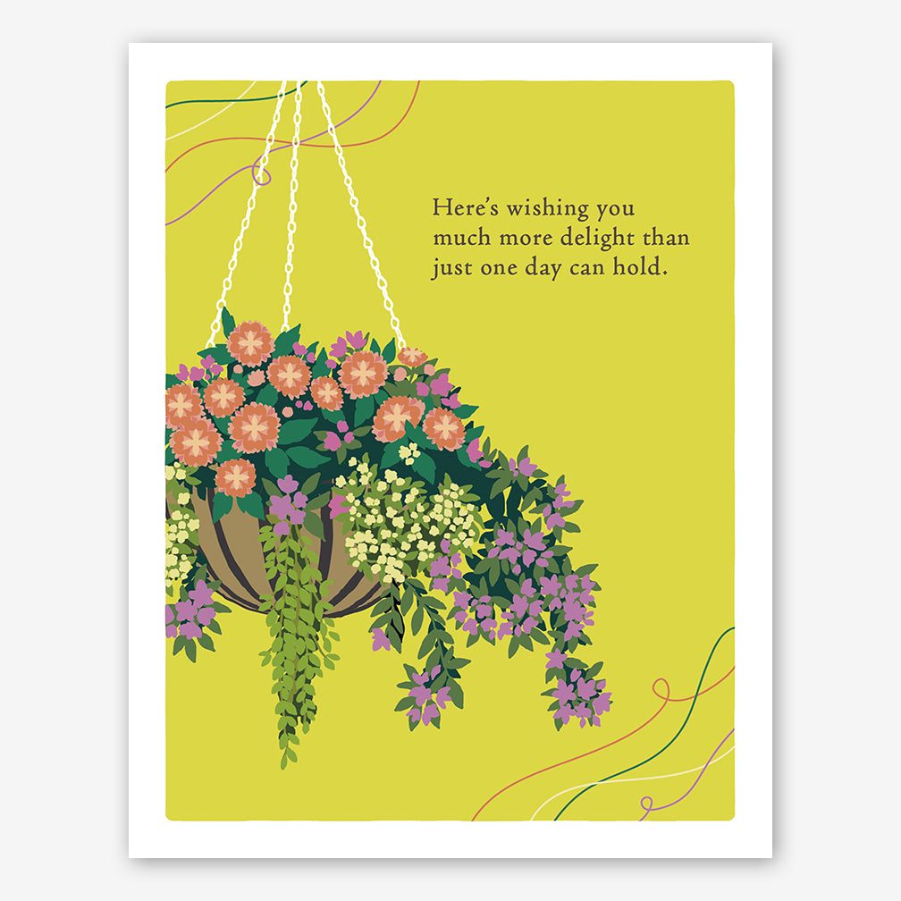 Positively Green Birthday Card: "Here's wishing you much more delight than just one day can hold."