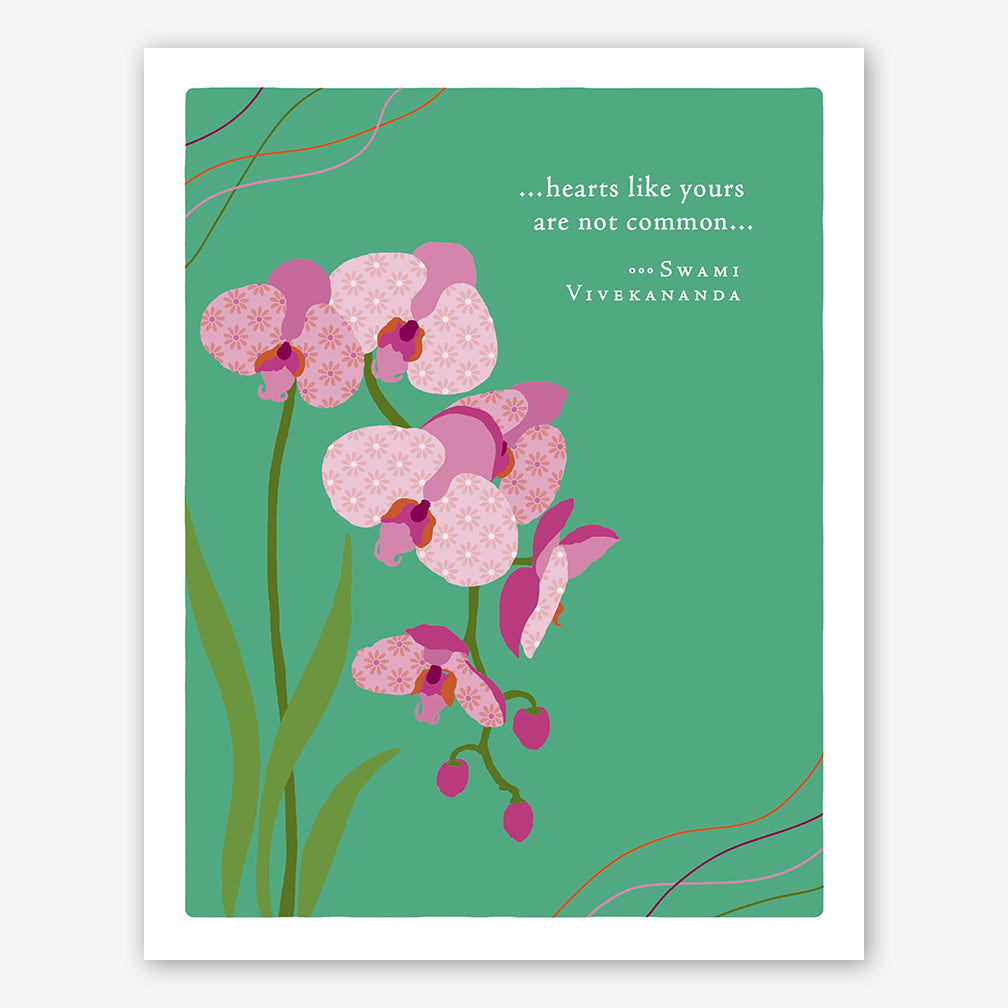 Positively Green Thank You Card: "...hearts like yours are not common..." —Swami Vivekananda