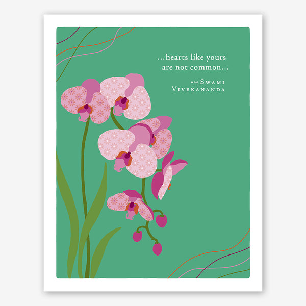 Positively Green Thank You Card: "...hearts like yours are not common..." —Swami Vivekananda