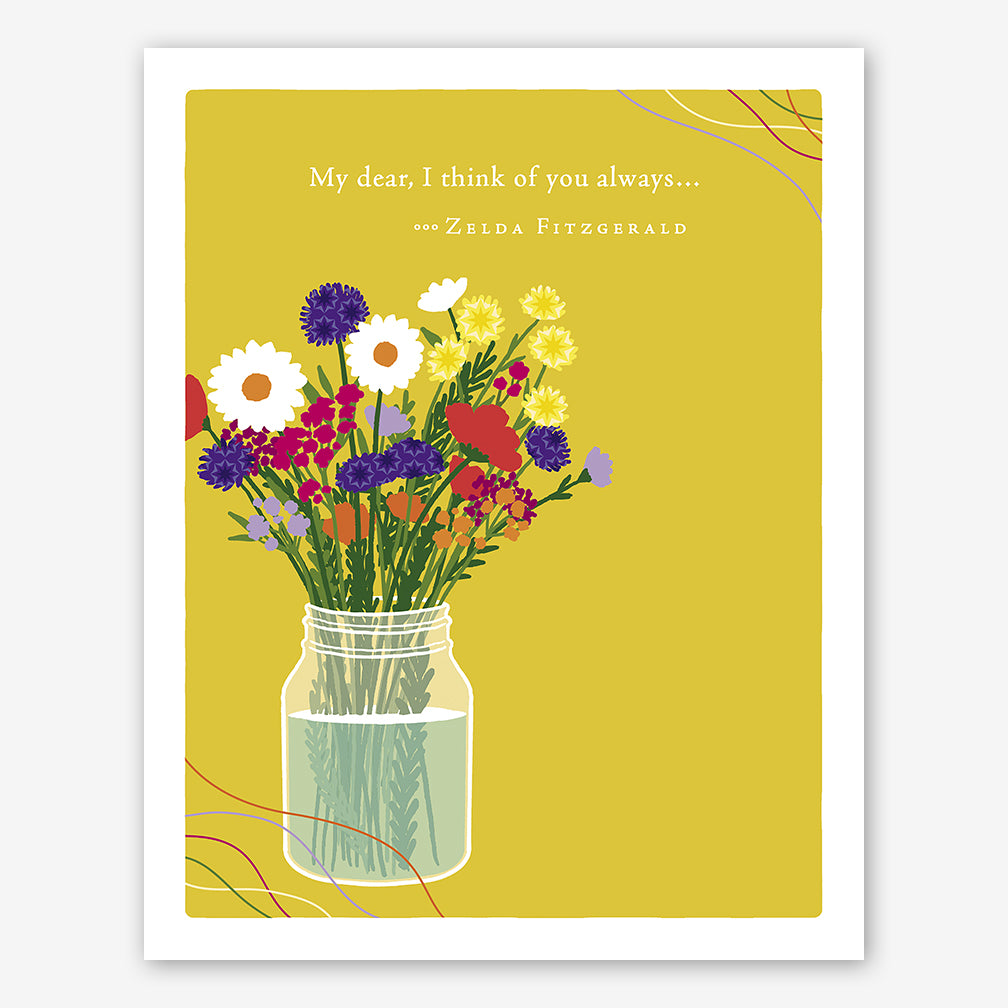 Positively Green Friendship Card: "My dear, I think of you always..." —Zelda Fitzgerald