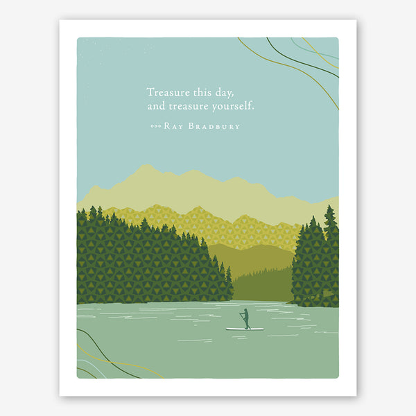 Positively Green Birthday Card: "Treasure this day, and treasure yourself." —Ray Bradbury