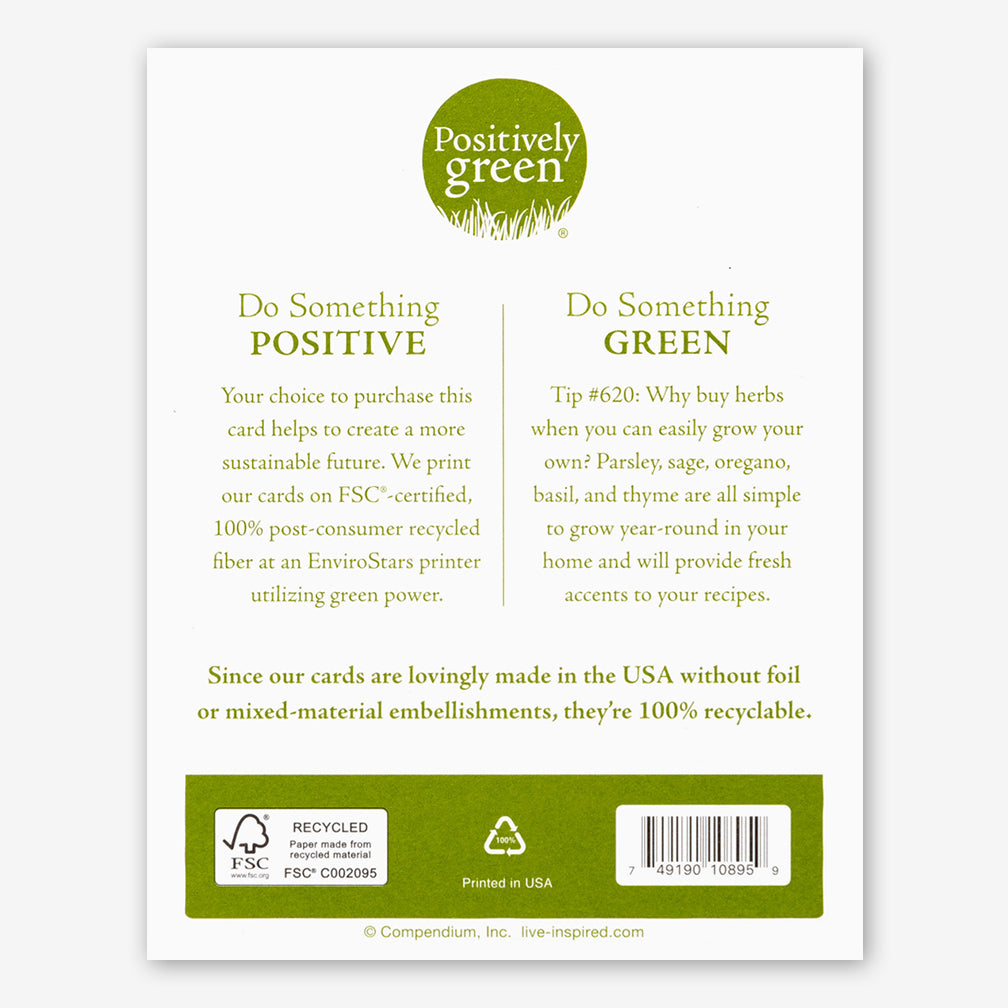 Positively Green Anniversary Card: “…all I need is you by my side…” —John Keats