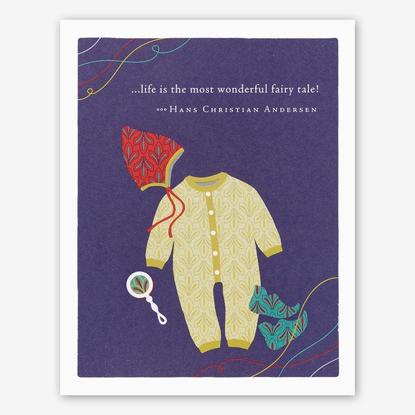 Positively Green Baby Shower Card: “...life is the most wonderful fairy tale!” —Hans Christian Andersen