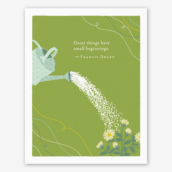 Positively Green Baby Shower Card: “Great things have small beginnings.” —Francis Drake