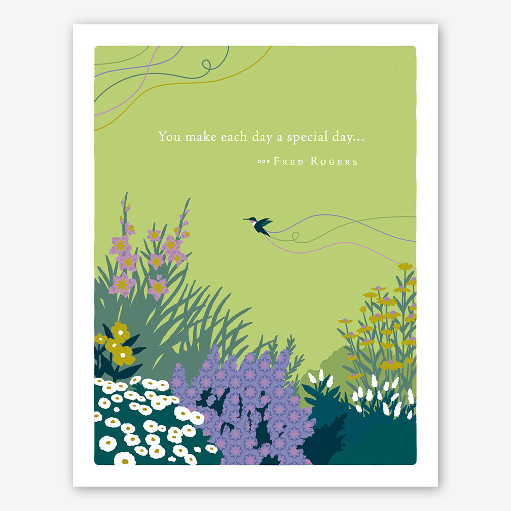 Positively Green Friendship Card: "You make each day a special day..." —Fred Rogers