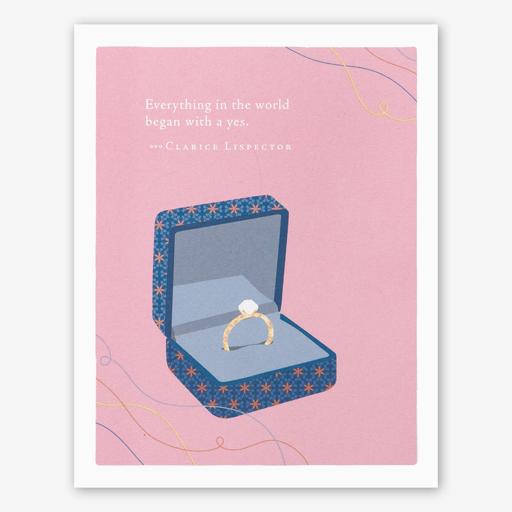 Positively Green Wedding Card: “Everything in the world began with a yes.” —Clarice Lispector