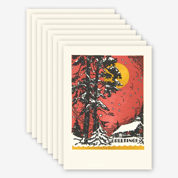 Saturn Press Holiday Box of Cards: Red Sky
