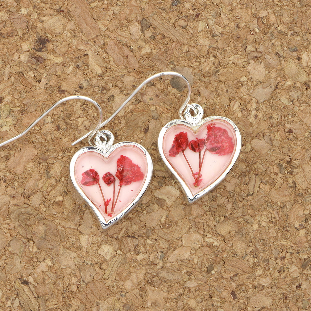 Shari Dixon Earrings: Baby's Breath Red, Small Heart