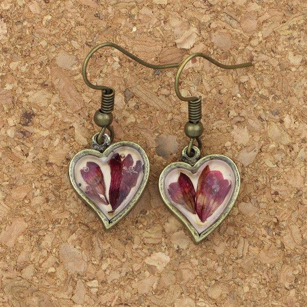 Shari Dixon Earrings: Coral Bell, Small Heart