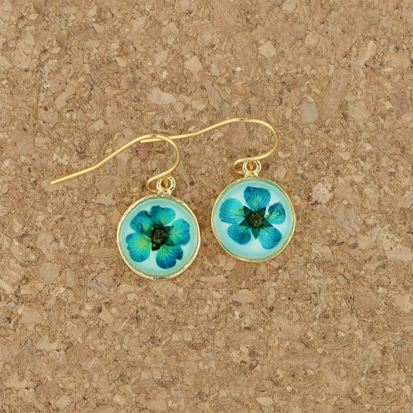 Shari Dixon Earrings: Turquoise Bridal Wreath On Aqua, Petite Round