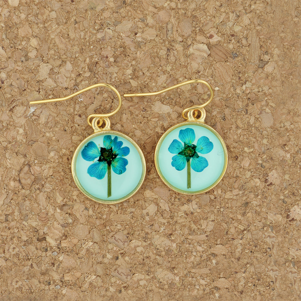 Shari Dixon Earrings: Turquoise Bridal Wreath On Aqua, Small Round