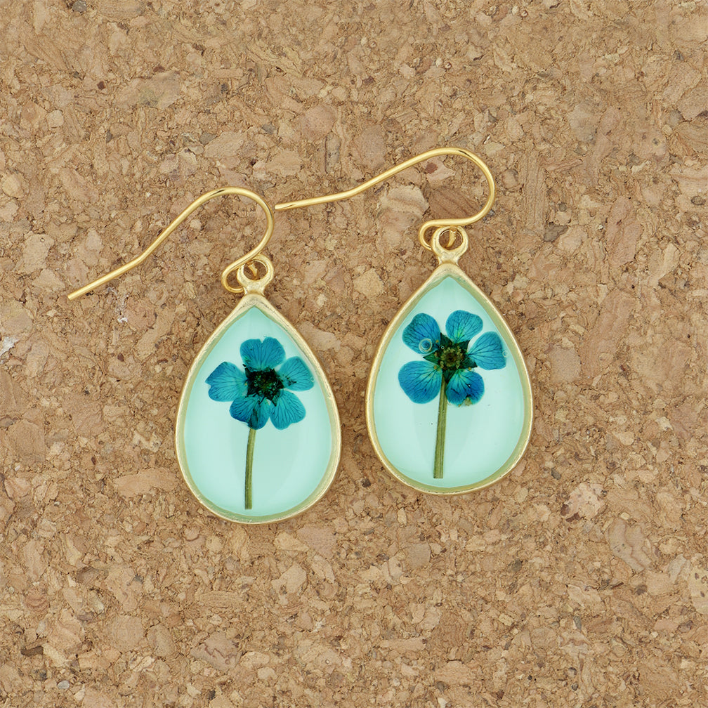 Shari Dixon Earrings: Turquoise Bridal Wreath On Aqua, Small Teardrop
