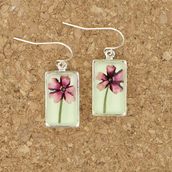 Shari Dixon Earrings: Verbena On the Beach, Small Rectangle