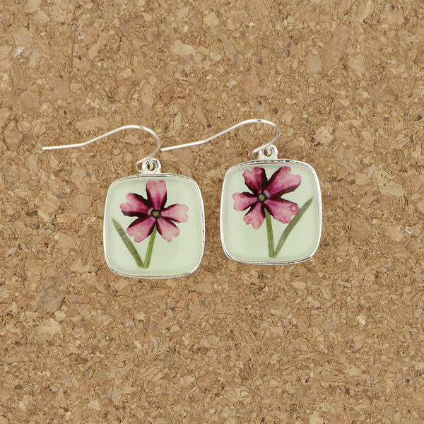 Shari Dixon Earrings: Verbena On the Beach, Small Square