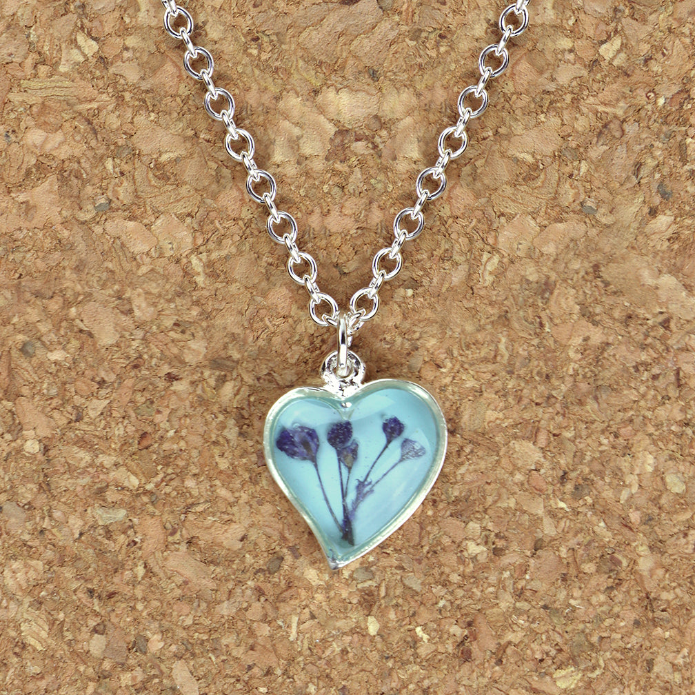Shari Dixon Necklace: Heart, Baby's Breath, Blue
