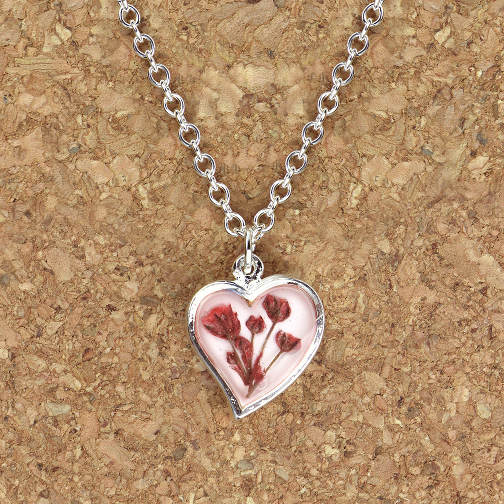 Shari Dixon Necklace: Heart, Baby's Breath, Red