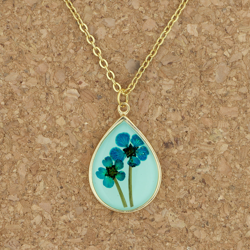 Shari Dixon Necklace: Turquoise Bridal Wreath on Aqua, Medium Teardrop