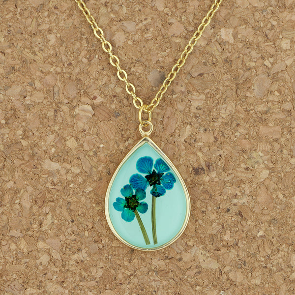 Shari Dixon Necklace: Turquoise Bridal Wreath on Aqua, Medium Teardrop