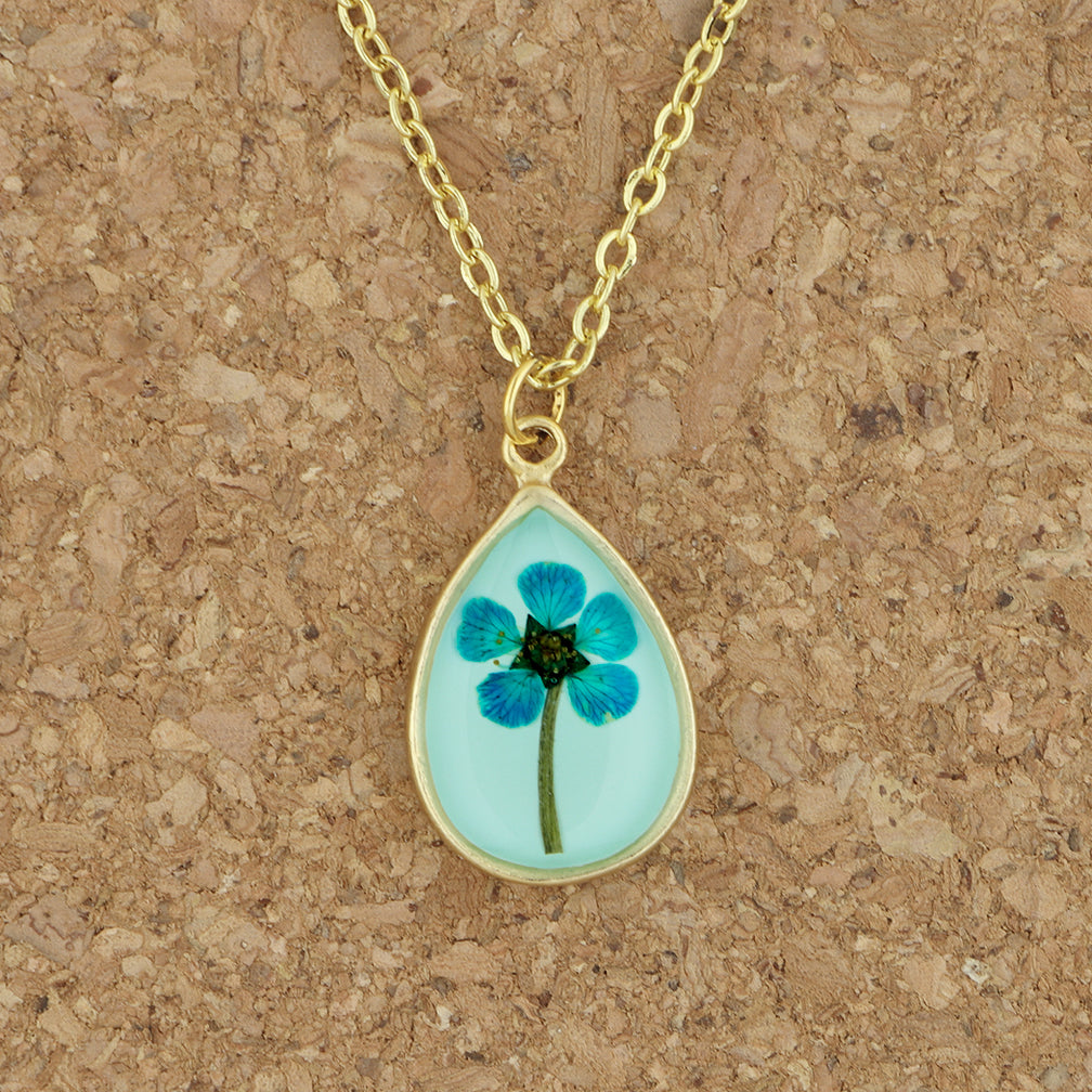 Shari Dixon Necklace: Turquoise Bridal Wreath on Aqua, Small Teardrop