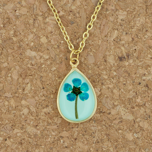 Shari Dixon Necklace: Turquoise Bridal Wreath on Aqua, Small Teardrop