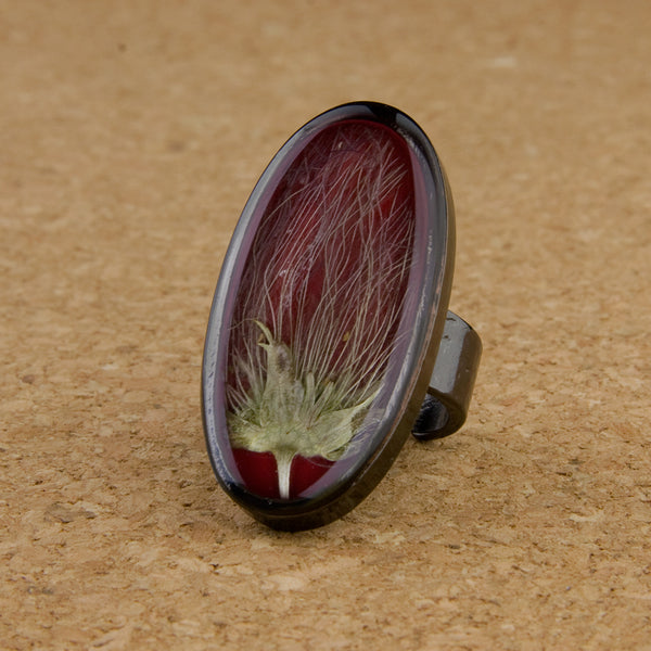 Shari Dixon Ring: Apache Plume on Rhubarb, Oval