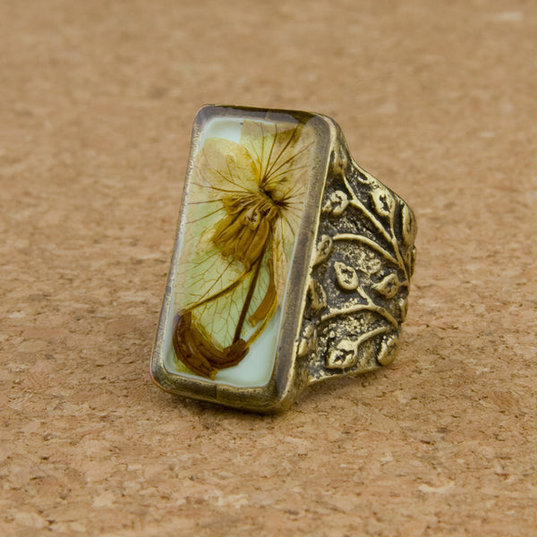 Shari Dixon Ring: Wild Butterfly Pansy, Rectangle