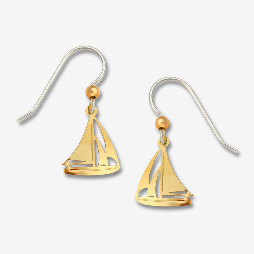 Sienna Sky Earrings: Gold Sailboat