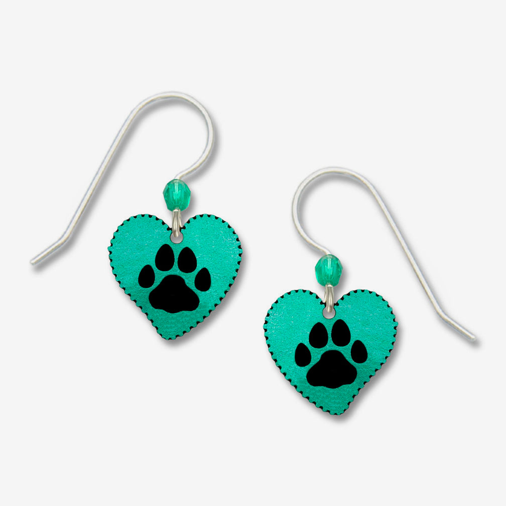 Sienna Sky Earrings: Turquoise Heart with Paw Print