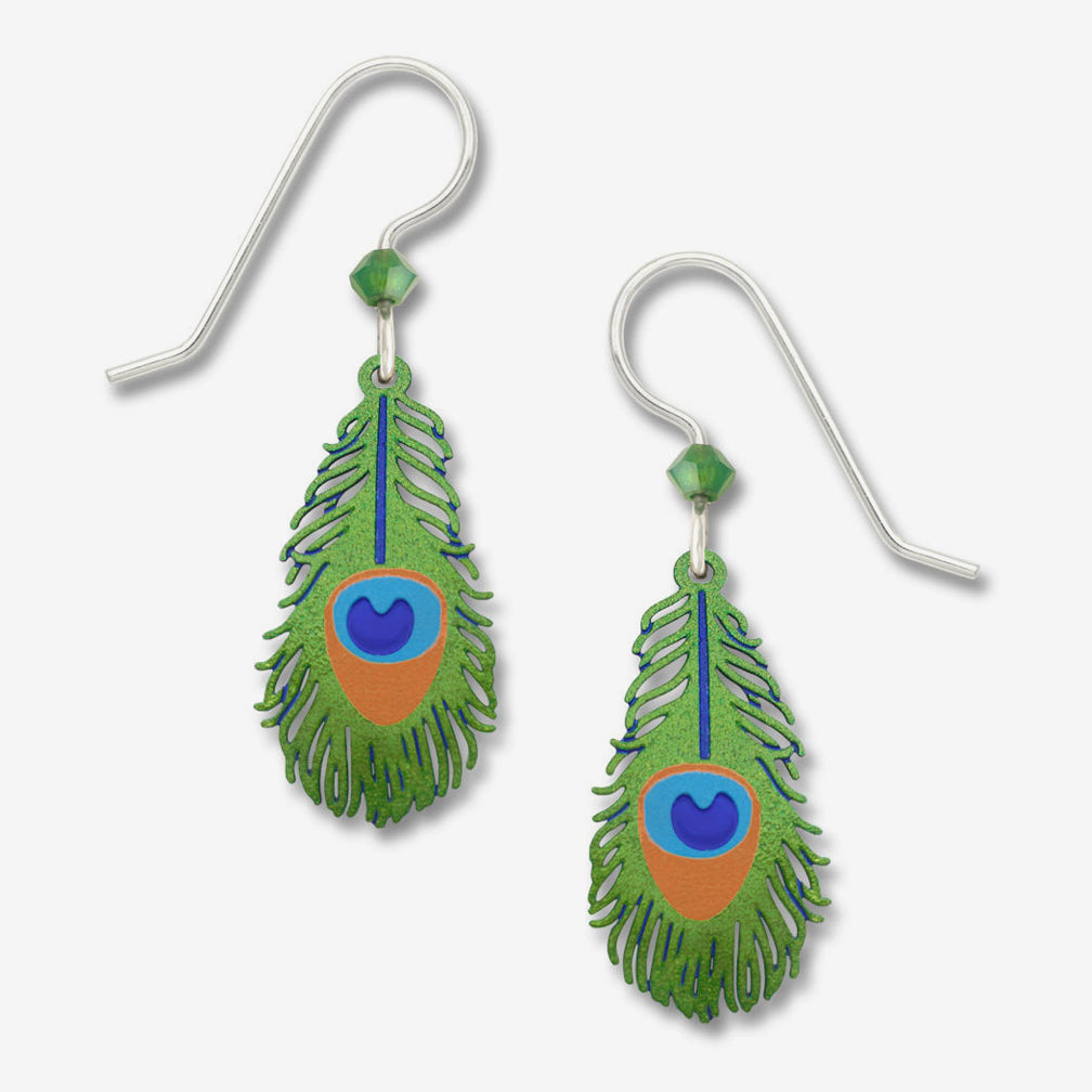 Sienna Sky Earrings: Peacock Feather