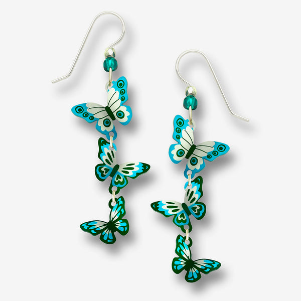 Sienna Sky Earrings: 3-D Turquoise & Teal Butterflies