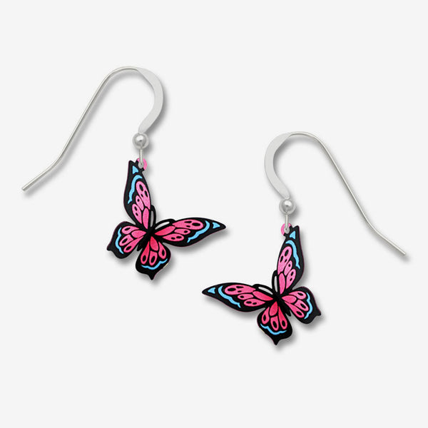 Sienna Sky Earrings: Pink & Blue Fantasy Butterfly