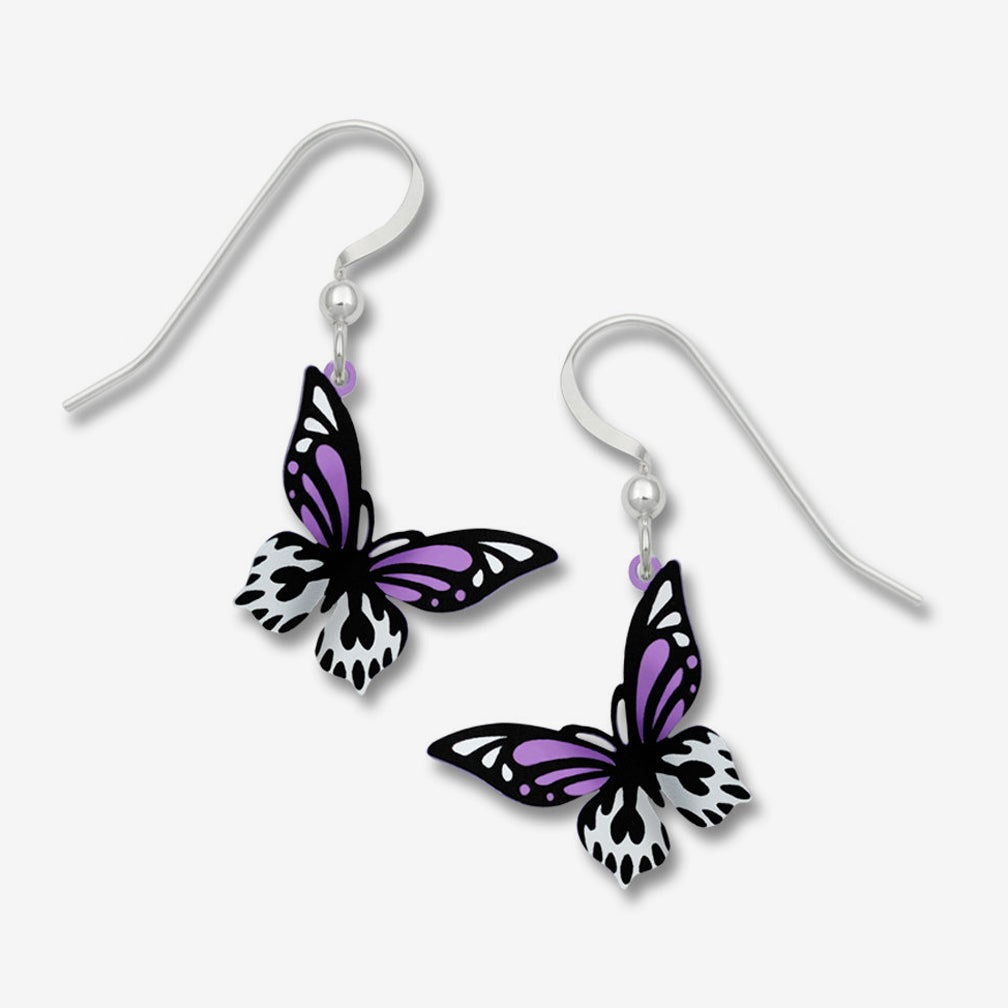 Sienna Sky Earrings: Olivia's Butterfly, Violet, Black & White