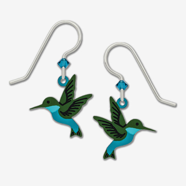 Sienna Sky Earrings: Hand-Painted Western Emerald Hummingbird
