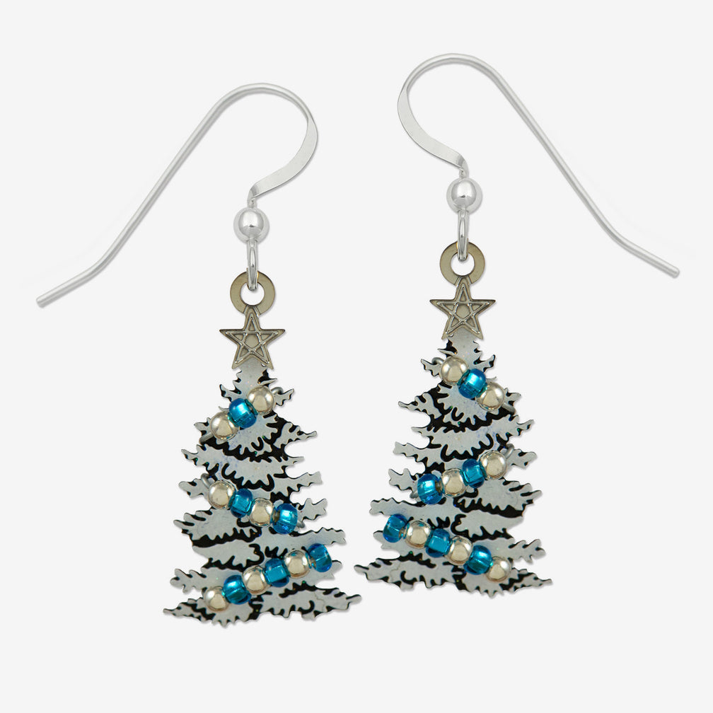 Sienna Sky Earrings: Christmas Tree with Blue Balls