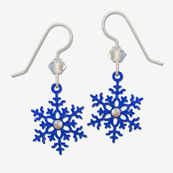 Sienna Sky Earrings: Blue Snowflake