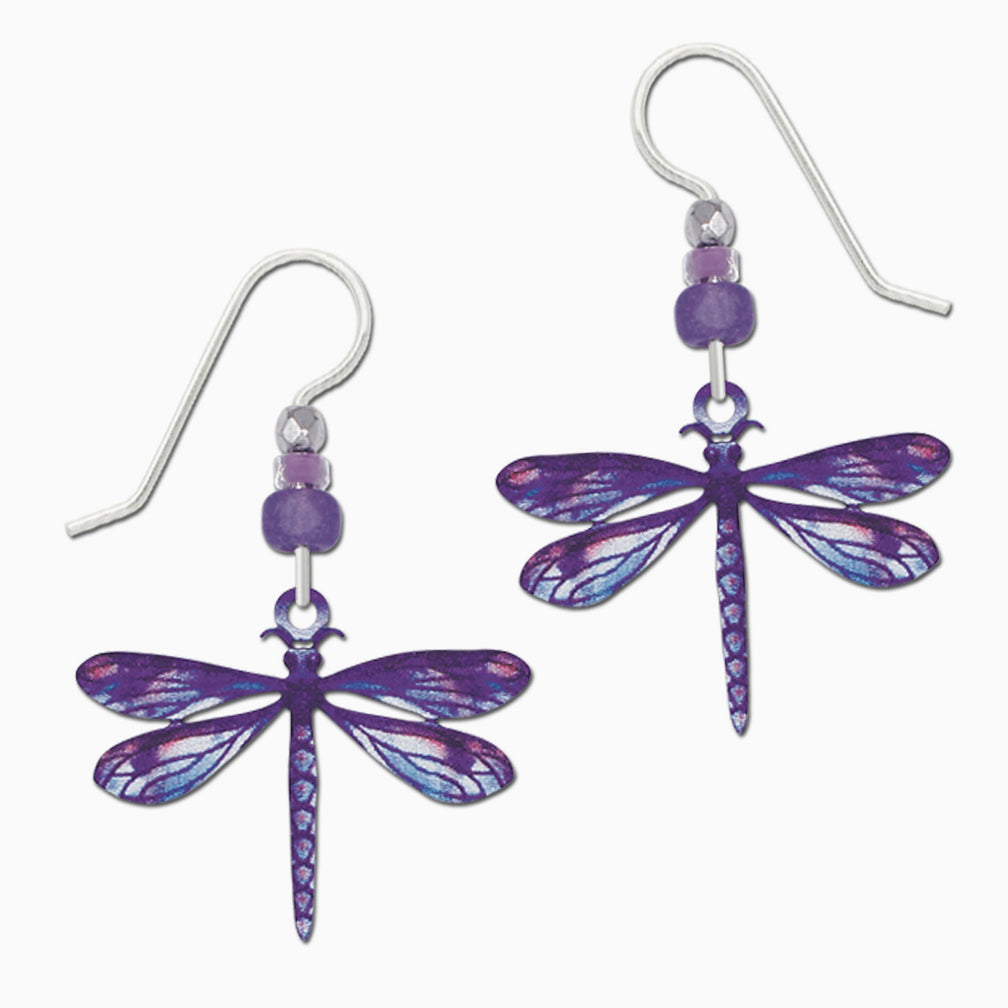 Sienna Sky Earrings: Blue & Purple Dragonfly (Purple)