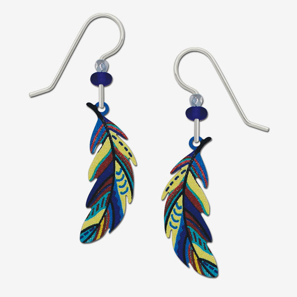 Sienna Sky Earrings: Blue & Yellow Feather