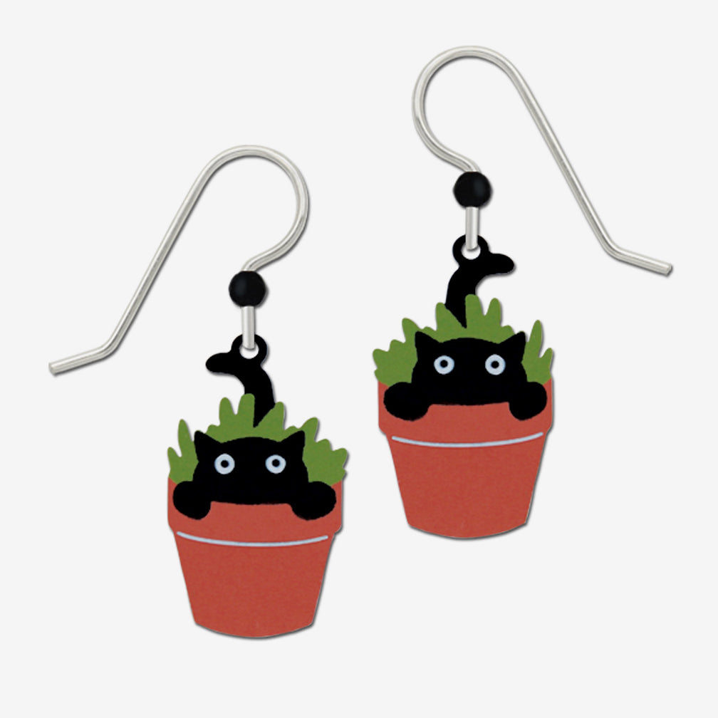 Sienna Sky Earrings: Kitty in Plant Potter