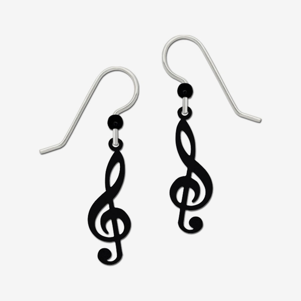 Sienna Sky Earrings: Black Treble Clef