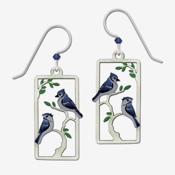 Sienna Sky Earrings: Blue Jays on Branch