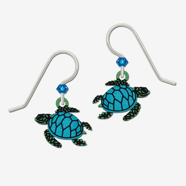 Sienna Sky Earrings: Blue and Green Turtle