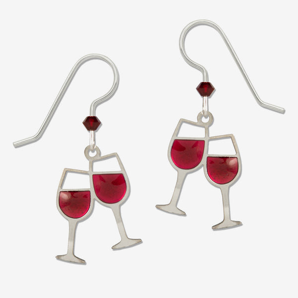 Sienna Sky Earrings: Glasses with Red Wine