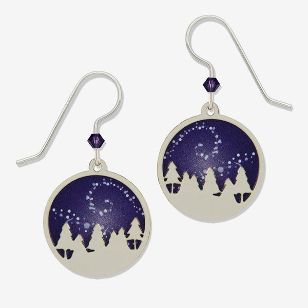 Sienna Sky Earrings: Forest Scene Over Starry Night