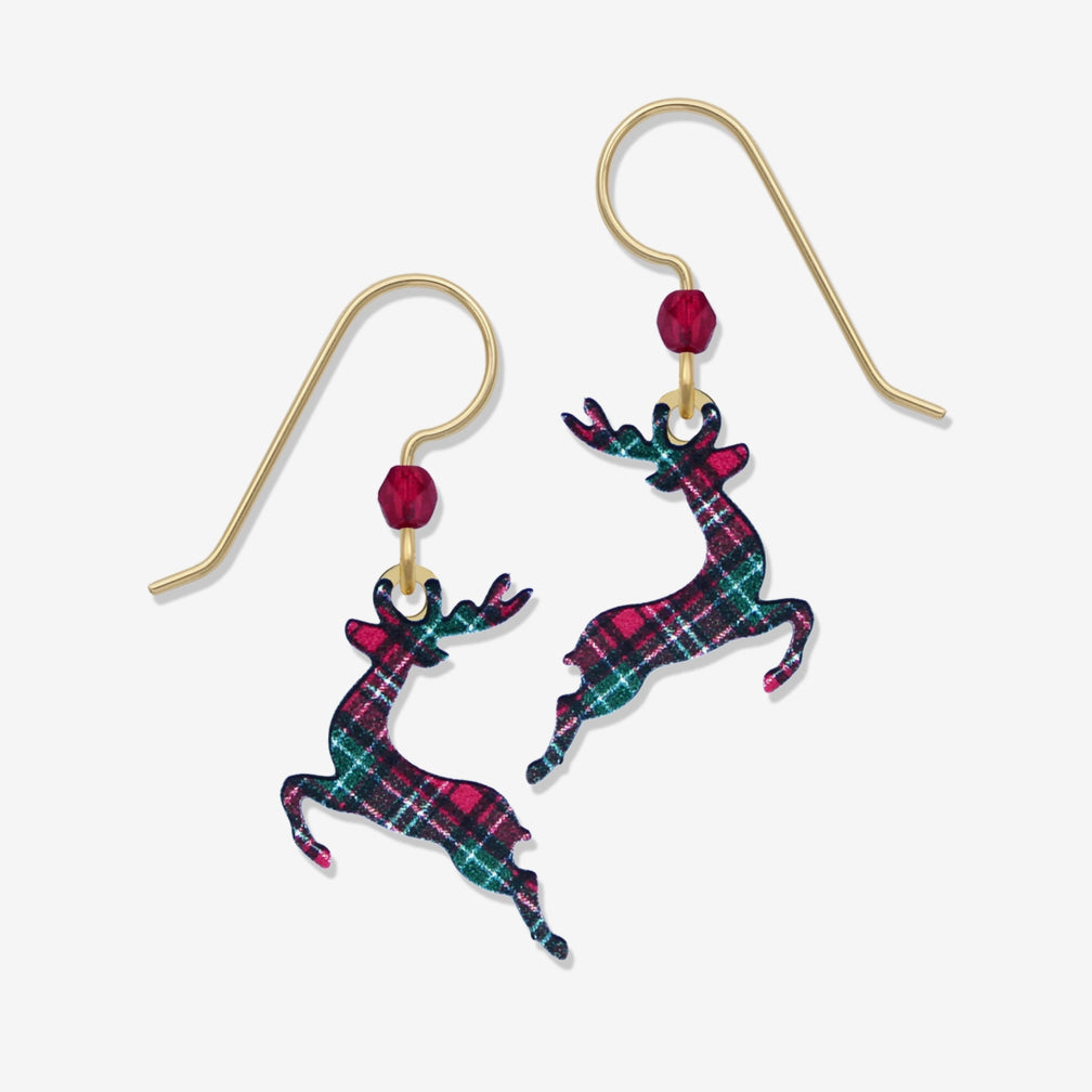 Sienna Sky Earrings: Plaid Reindeer